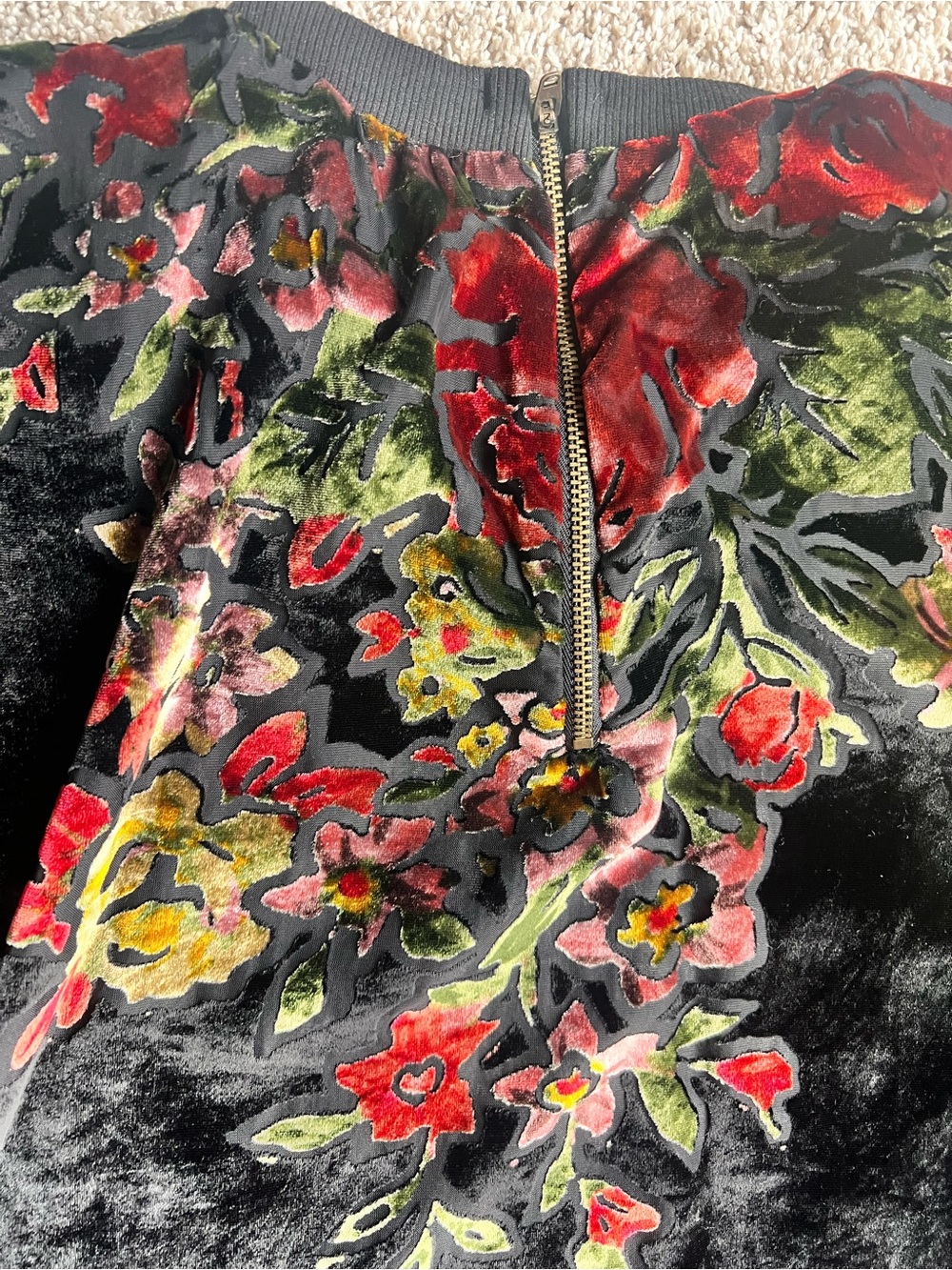 Free People Black Velvet Floral Embroidered Tunic - Picture 3 of 3